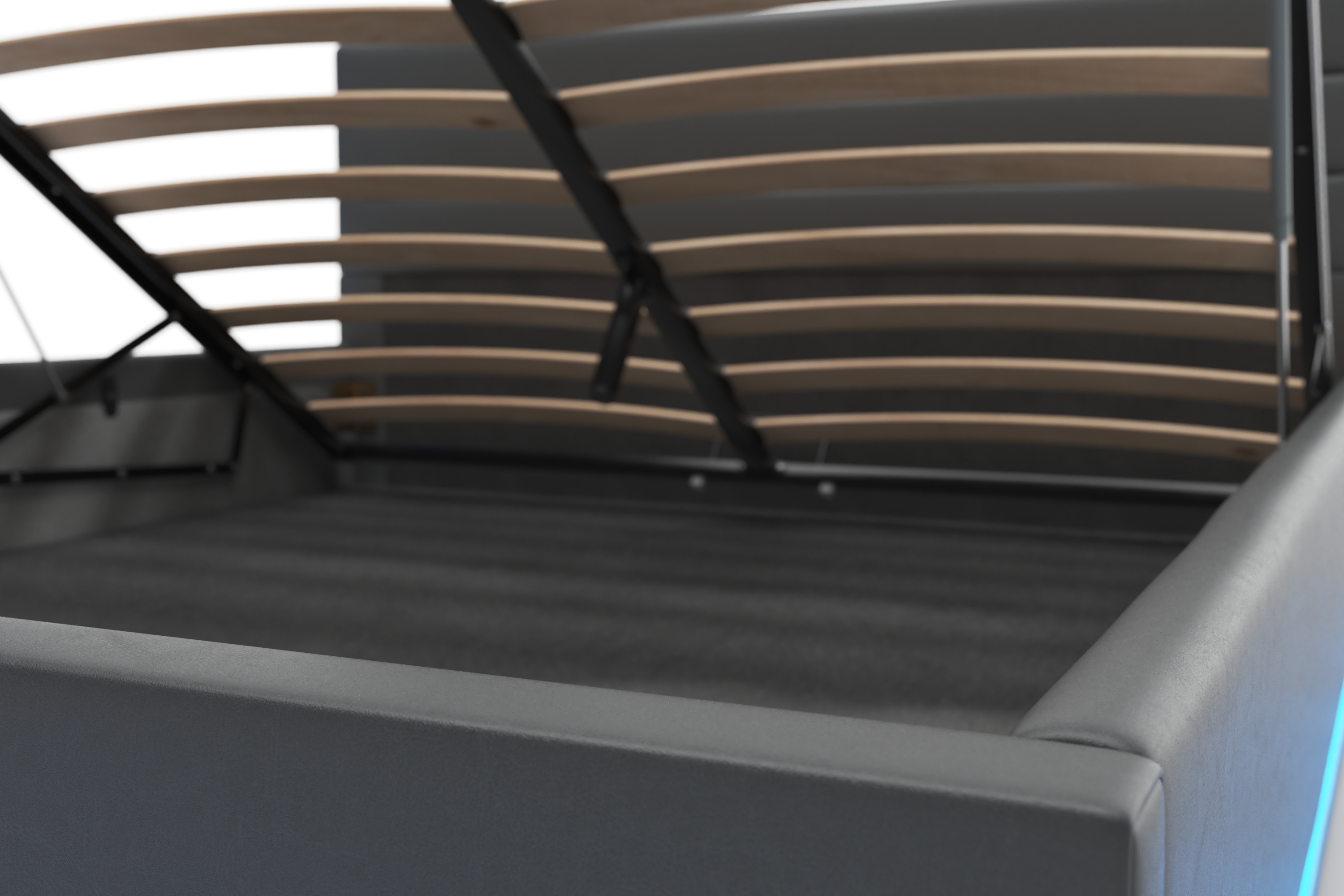 Lederbett LED STARDUST 160 x 200 cm grau