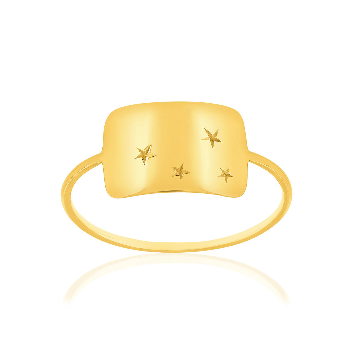 Bague or 750 jaune, motif étoile