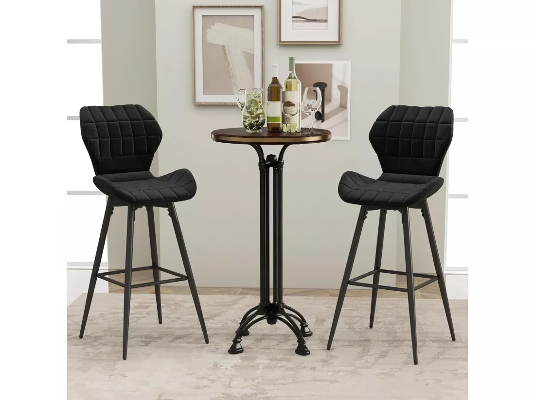 Tabouret de bar, chaise de bar lot de 2, hauteur d'assise 71,5 cm, dossier incurvé