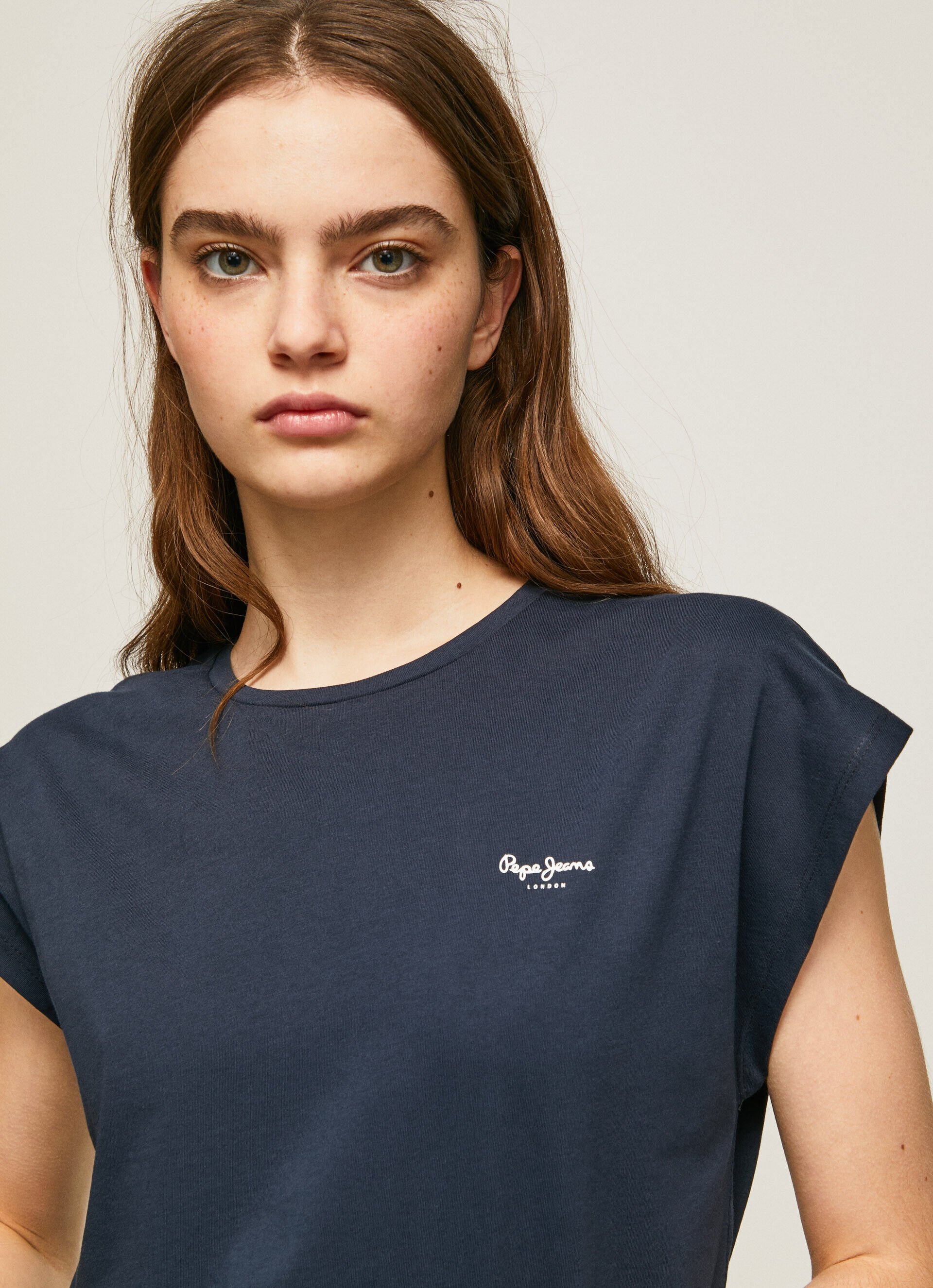 Camiseta sem mangas com logotipo estampado - azul dulwich
