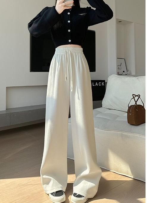 evanesce - Corduroy broek met hoge taille en trekkoord en wijde pijpen