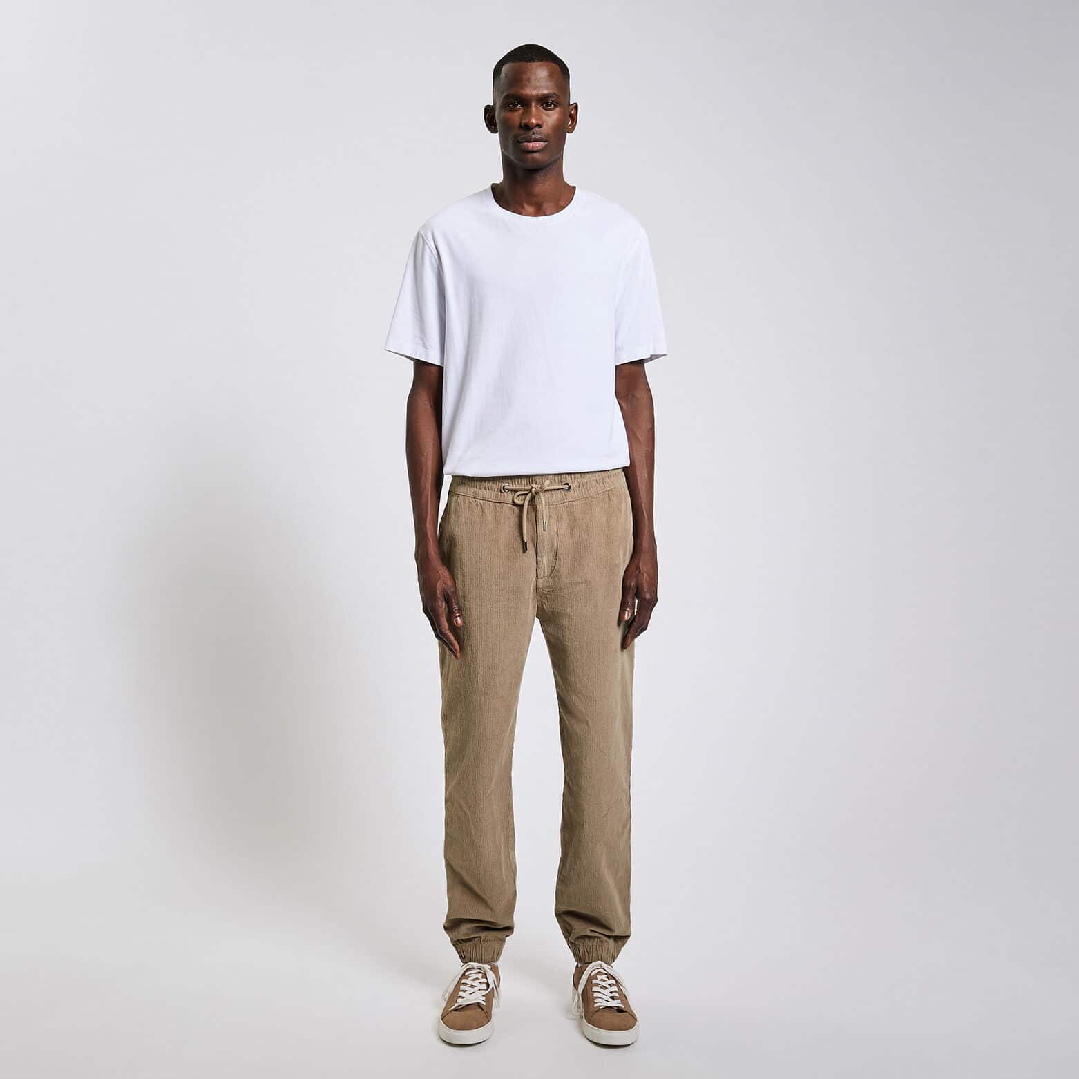 Pantalon jogging en velours Beige