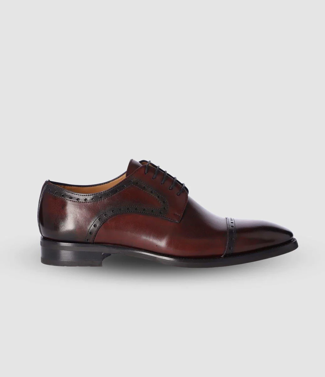 Derby couture en cuir bordeaux OCTAVE
