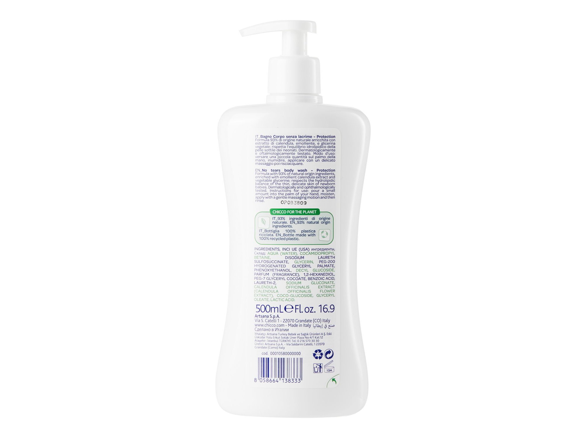 GEL DE BANHO CHICCO SEM LÁGRIMAS 500ML