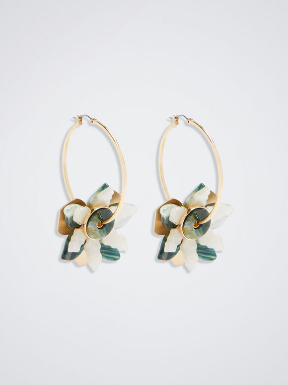 Brincos de argola com flores - Multicoloridos