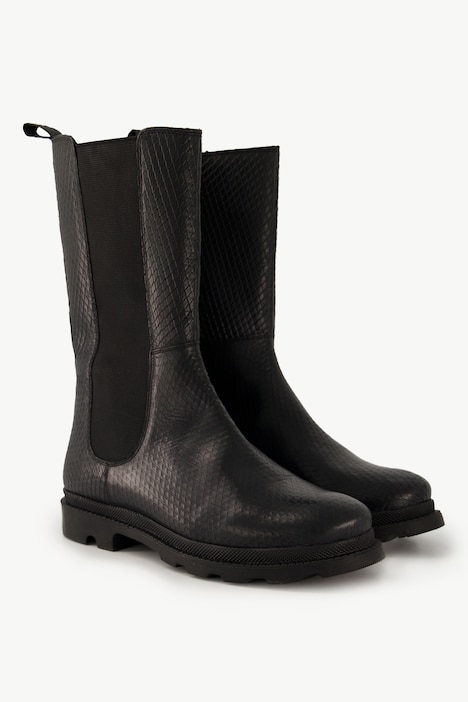 Leder-Stiefeletten, Schlangenprägung, Zipper, Weite H