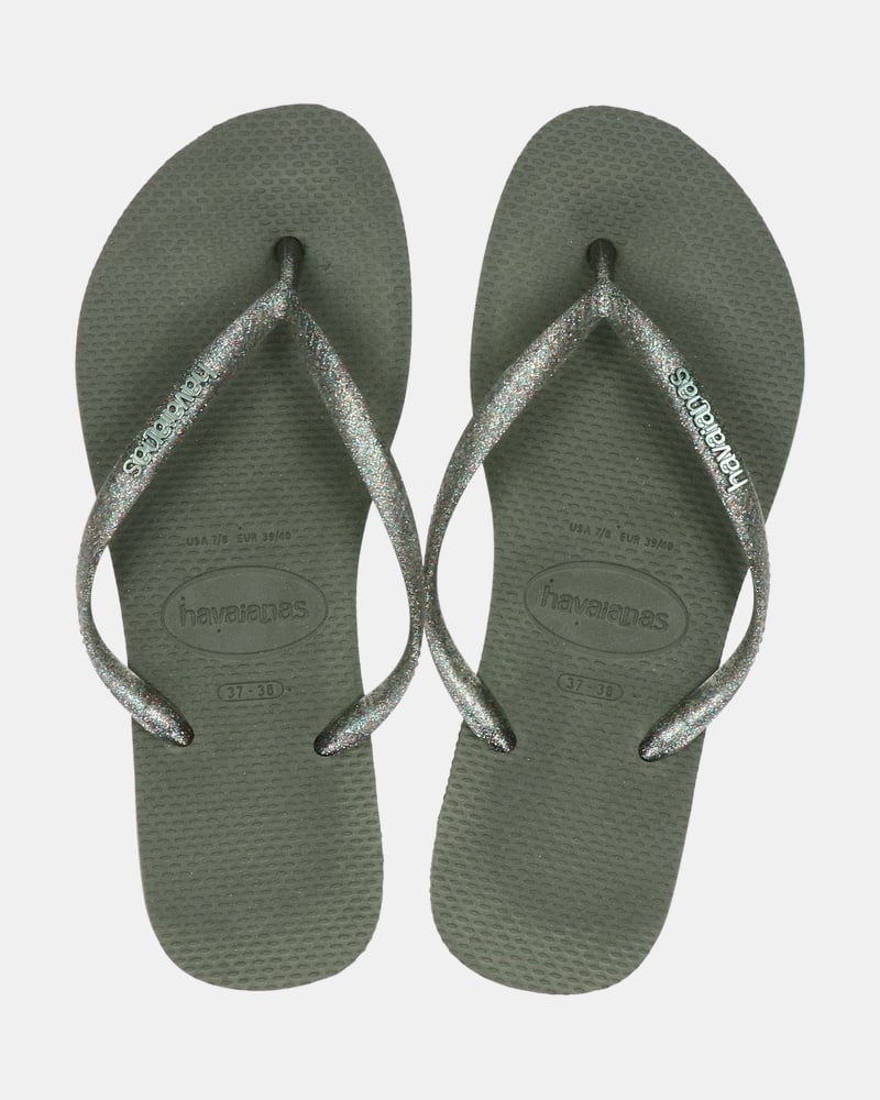 Havaianas Slim Logo Metallic Slippers  - groen