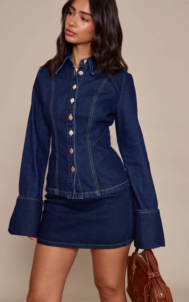 Bleu Indigo Mini-jupe En Denim Petite