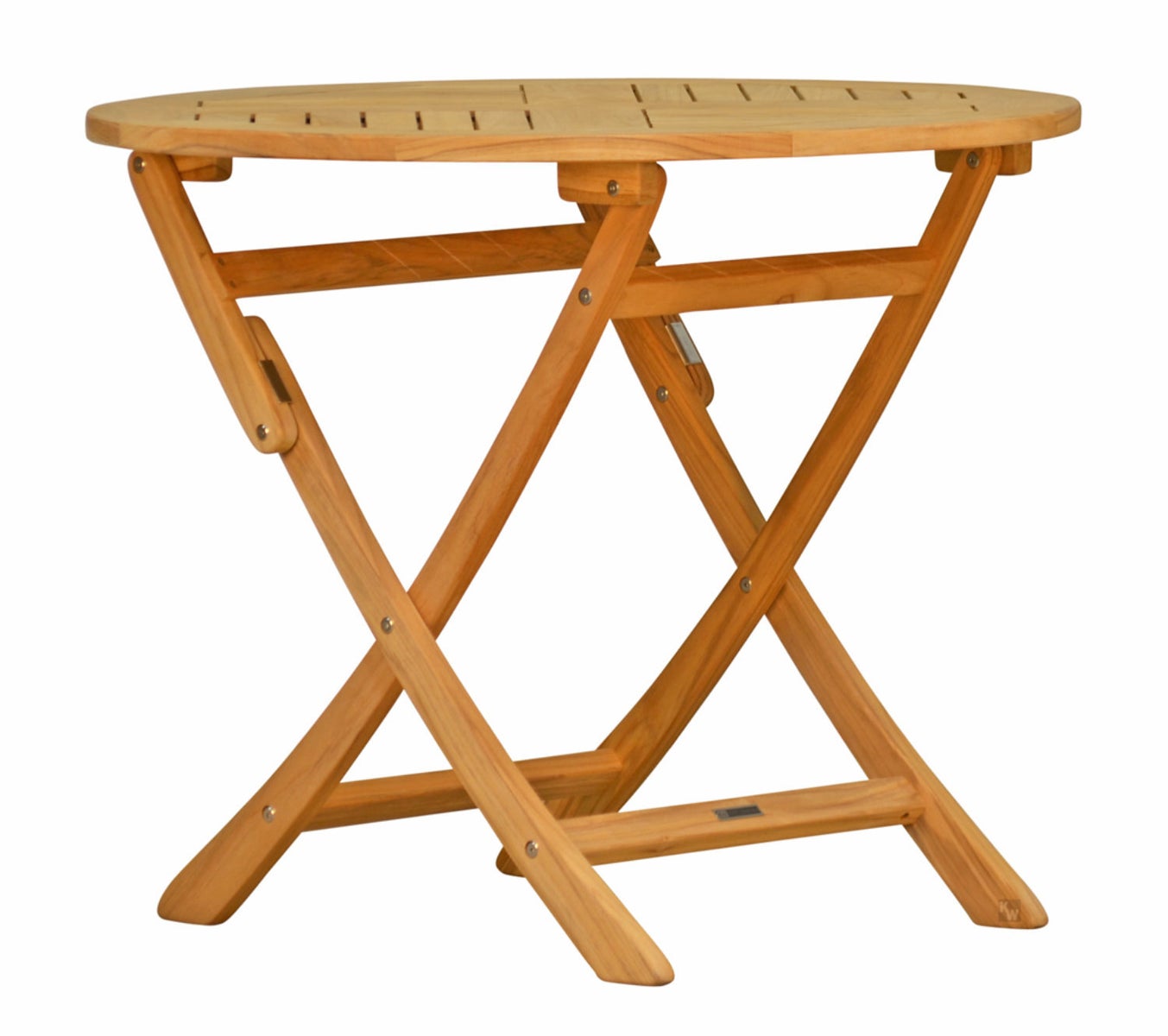 Opvouwbare houten tafel voor tuin, terras, camping, teak, praktisch, opvouwbaar, balkontafel, rond, 90 cm, weerbestendig, solide, premium