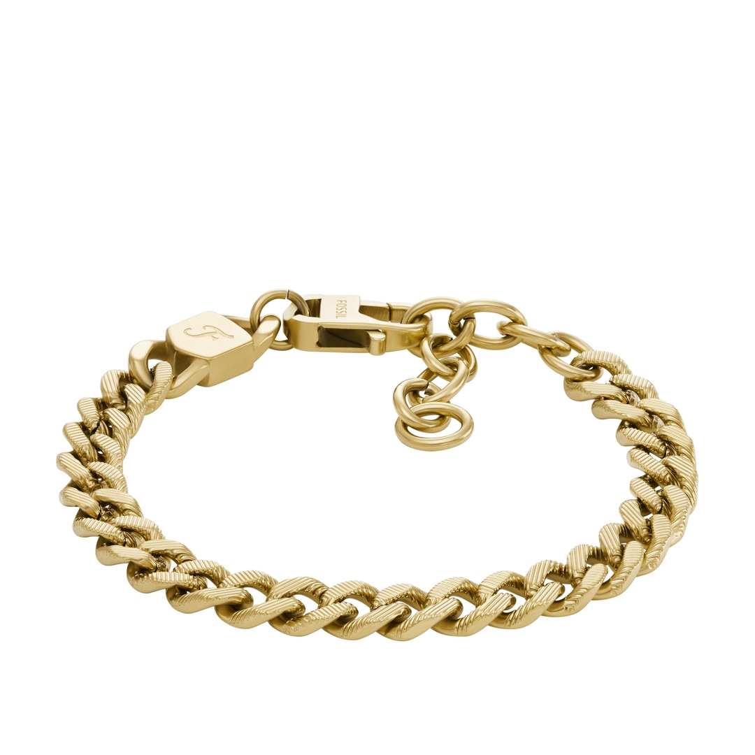 Fossil Harlow Armband Linear Texture Chain Goldig