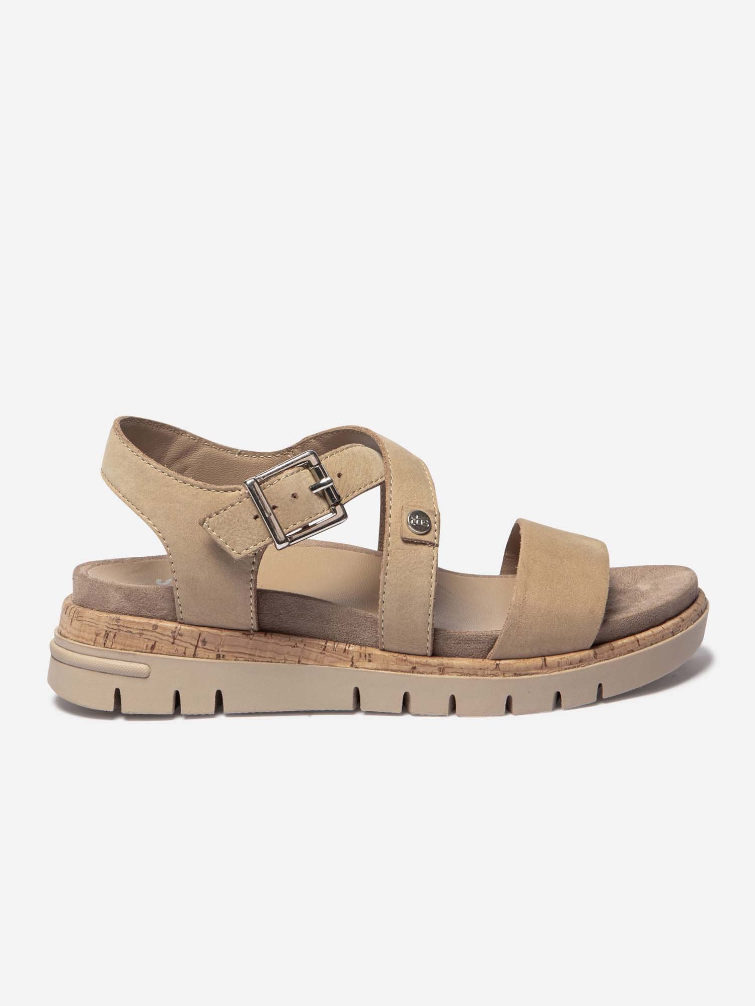 Sandales Femme Semelle Mi-Haute Cuir Beige