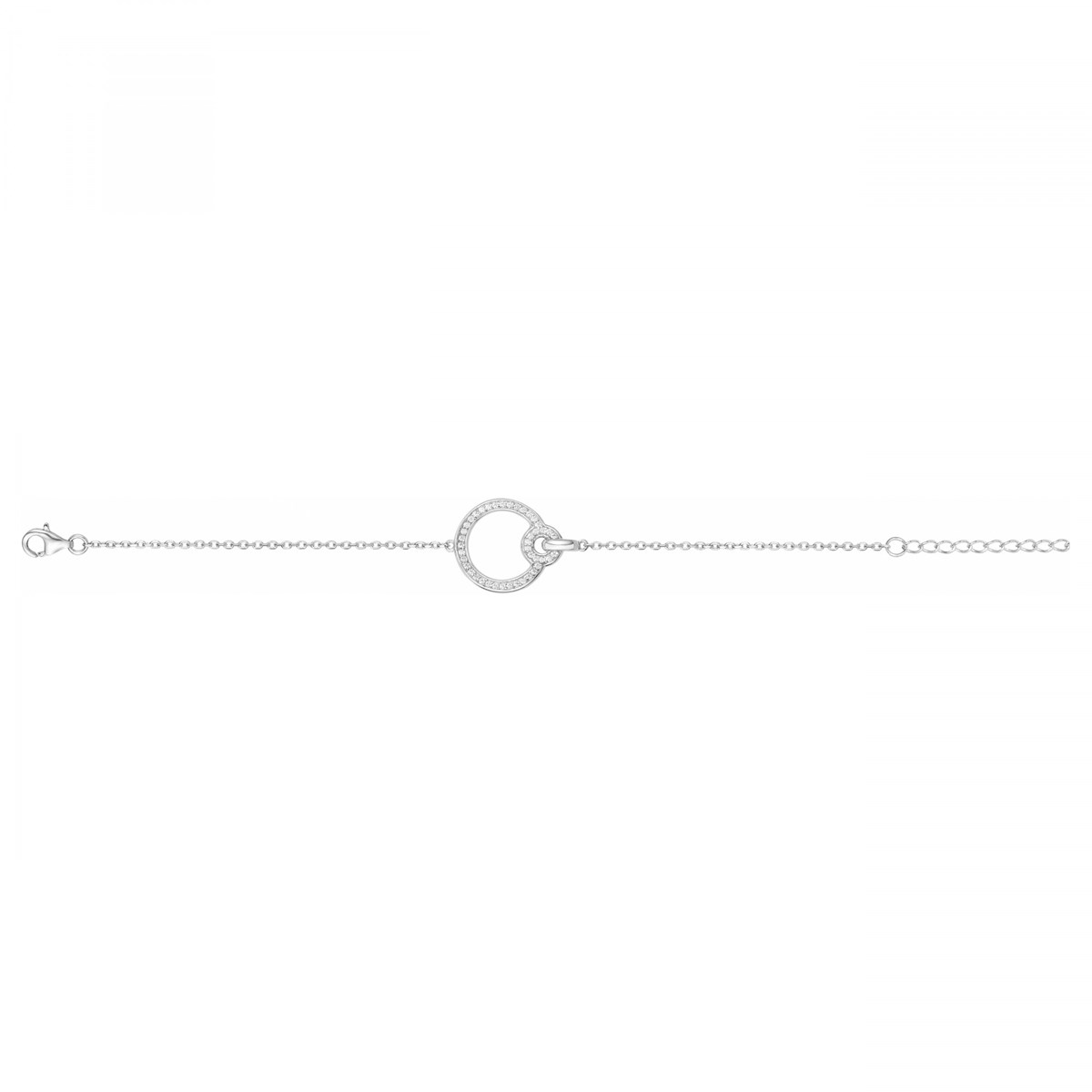Bracelet souple mono-motif en Argent avec oxyde de zirconium blanc