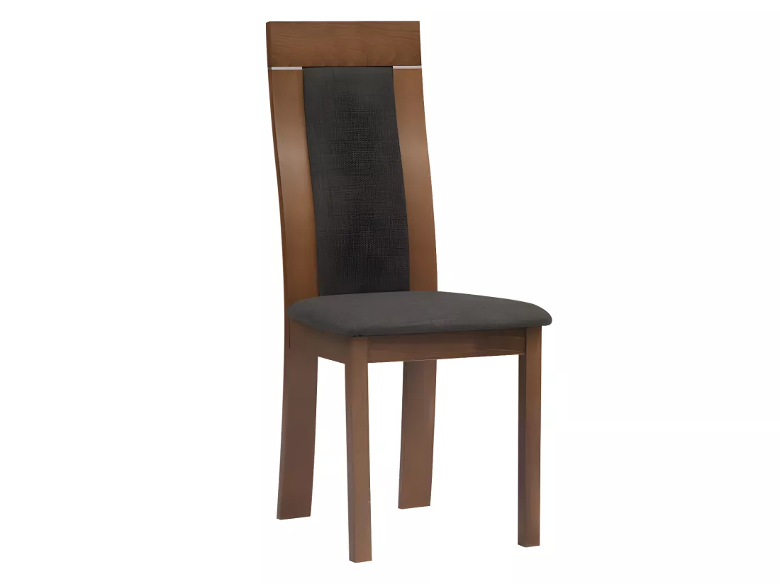 Lot de 6 chaises BELINDA - Hêtre et tissu - Coloris : Noyer et anthracite
