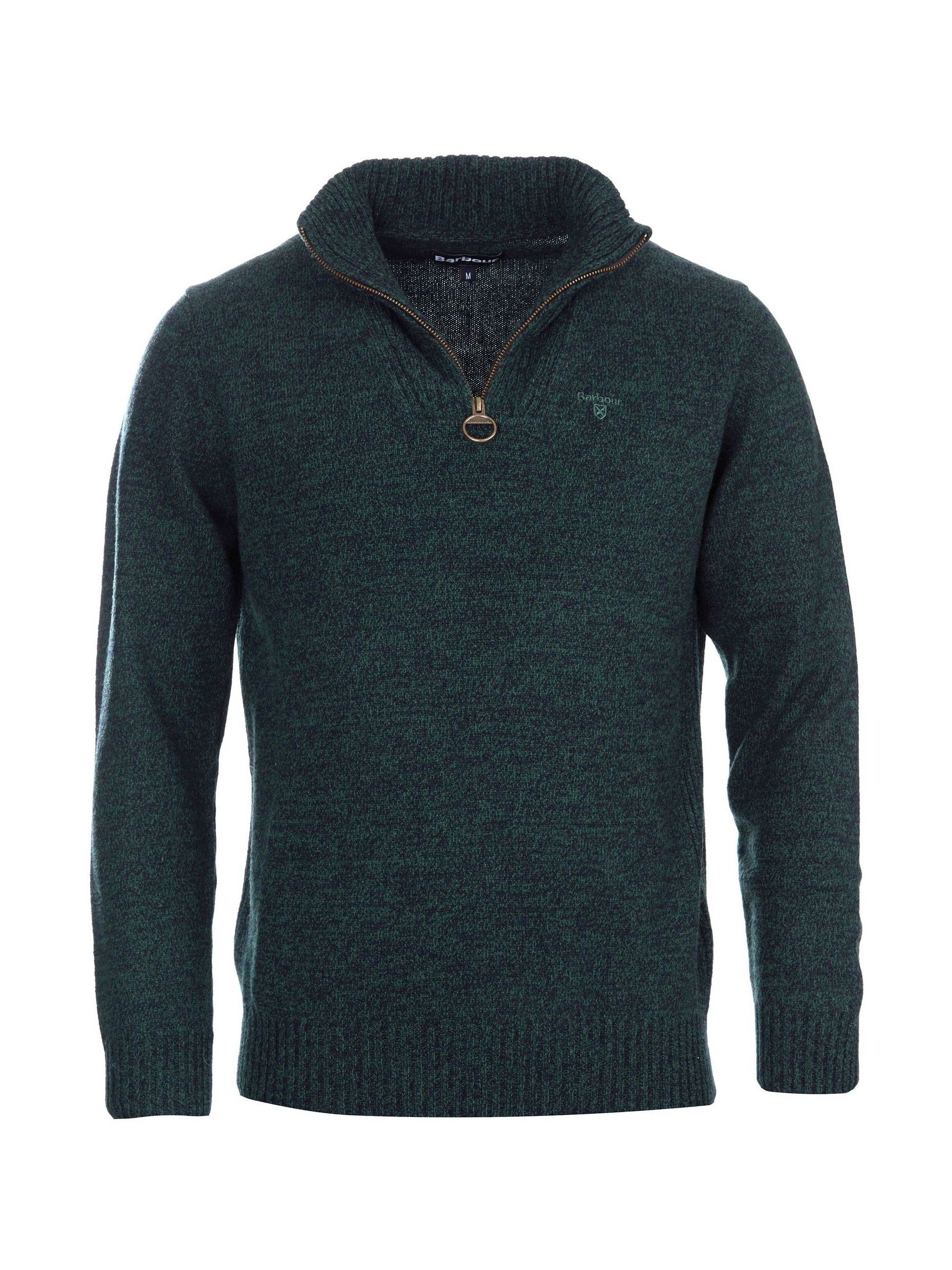 Groen - Barbour® lamswollen trui met kwartrits