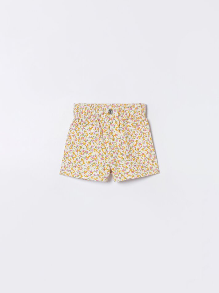 Shorts jeans folgados - Branco Rosa