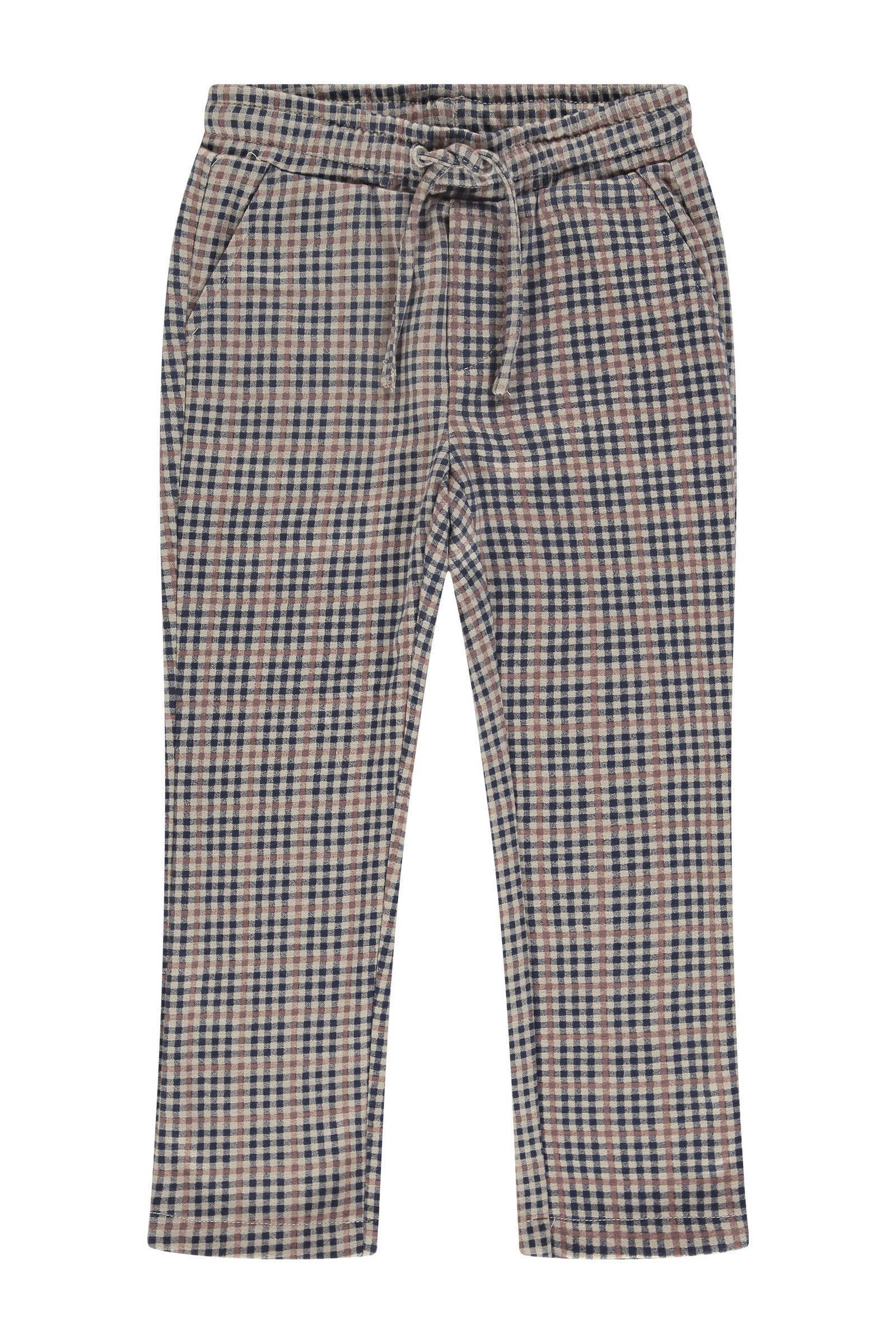 Stains&Stories geruite broek beige/blauw