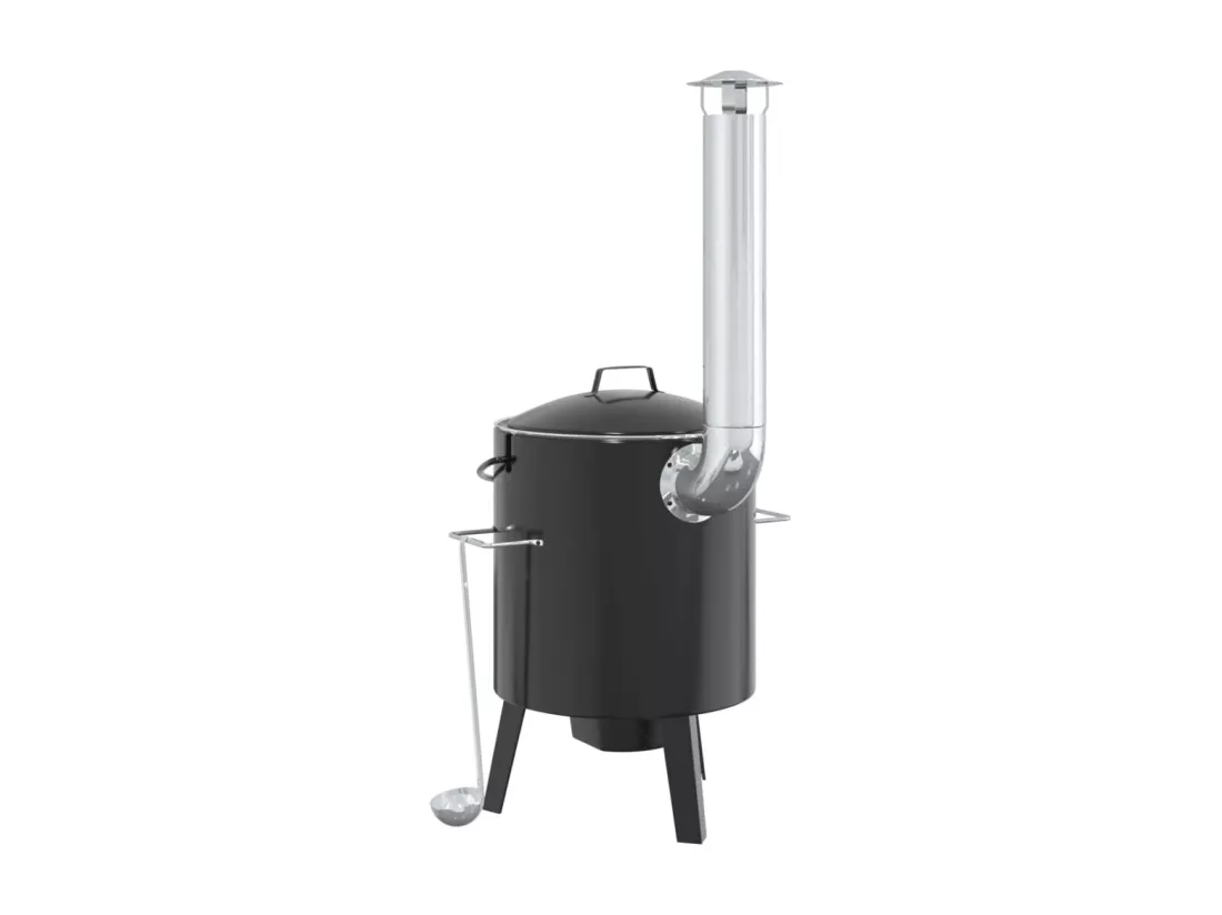 Canon à goulasch avec cheminée et couvercle noir acier émaillé
