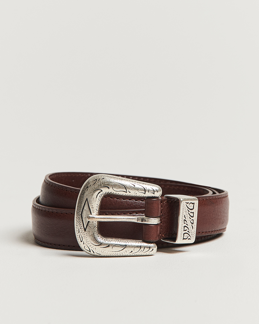 Anderson's Grained Western Leather Belt 2,5 cm Brown