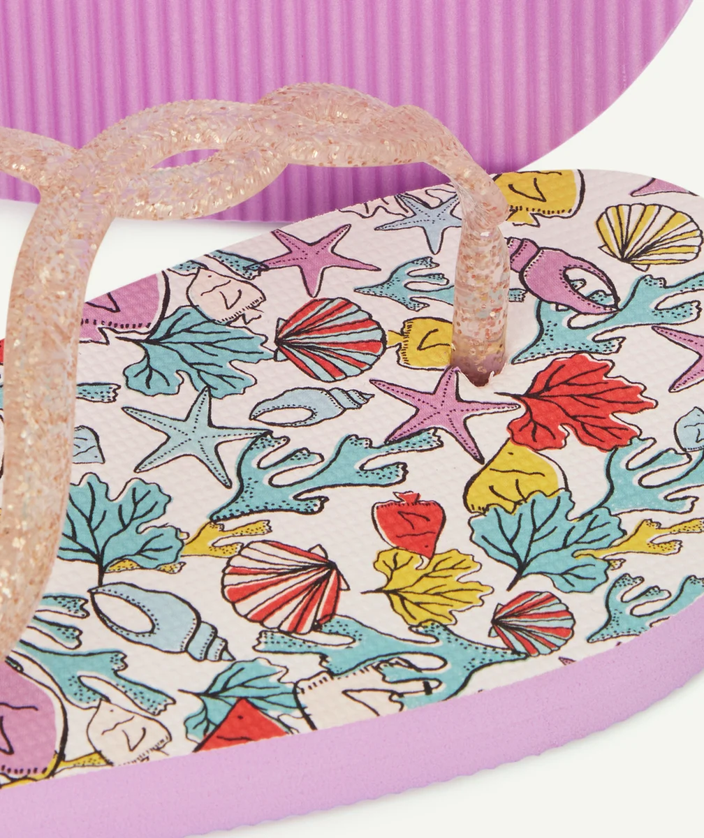 TONGS FILLE AVEC TORSADES PAILLETÉES ET SEMELLES IMPRIMÉES