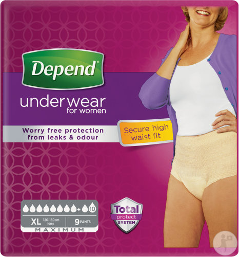 Depend Culottes D'Incontinence Sous-Vêtement Absorbant Maximum Femmes Taille XL 9 Pièces