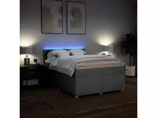 Sommier à lattes de lit avec matelas Gris clair 160x200cm Tissu