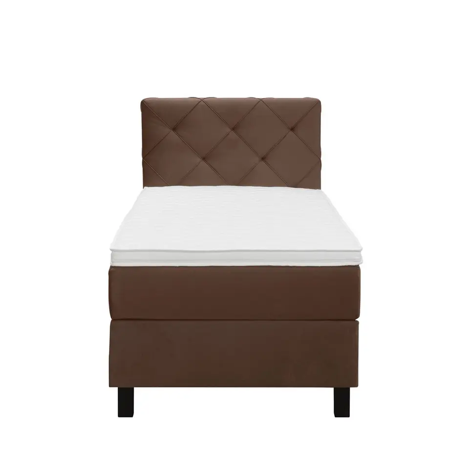 Boxspring Liv geruit - bruin - 90x200 cm - vierkante poot