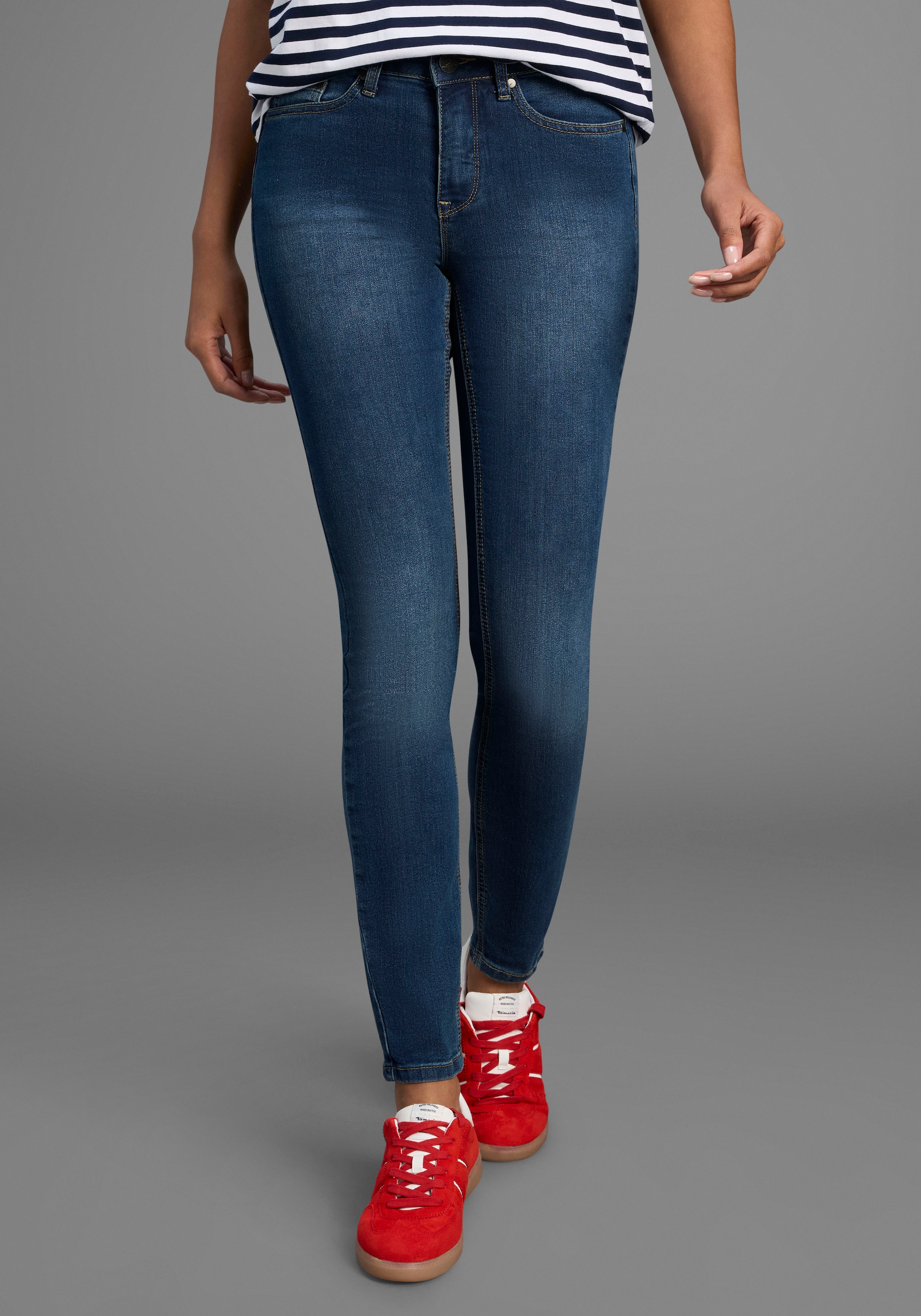 Arizona Slim-fit-Jeans »Shaping«, enge Passform,  Röhrenjeans,  Used-Look-Waschung,  hohe Leibhöhe