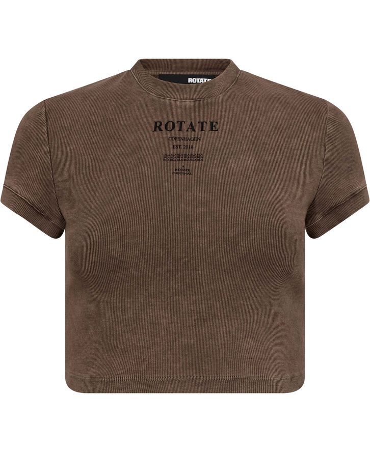 ROTATE Birger Christensen RIBBED CROPPED T-SHIRT Mustang