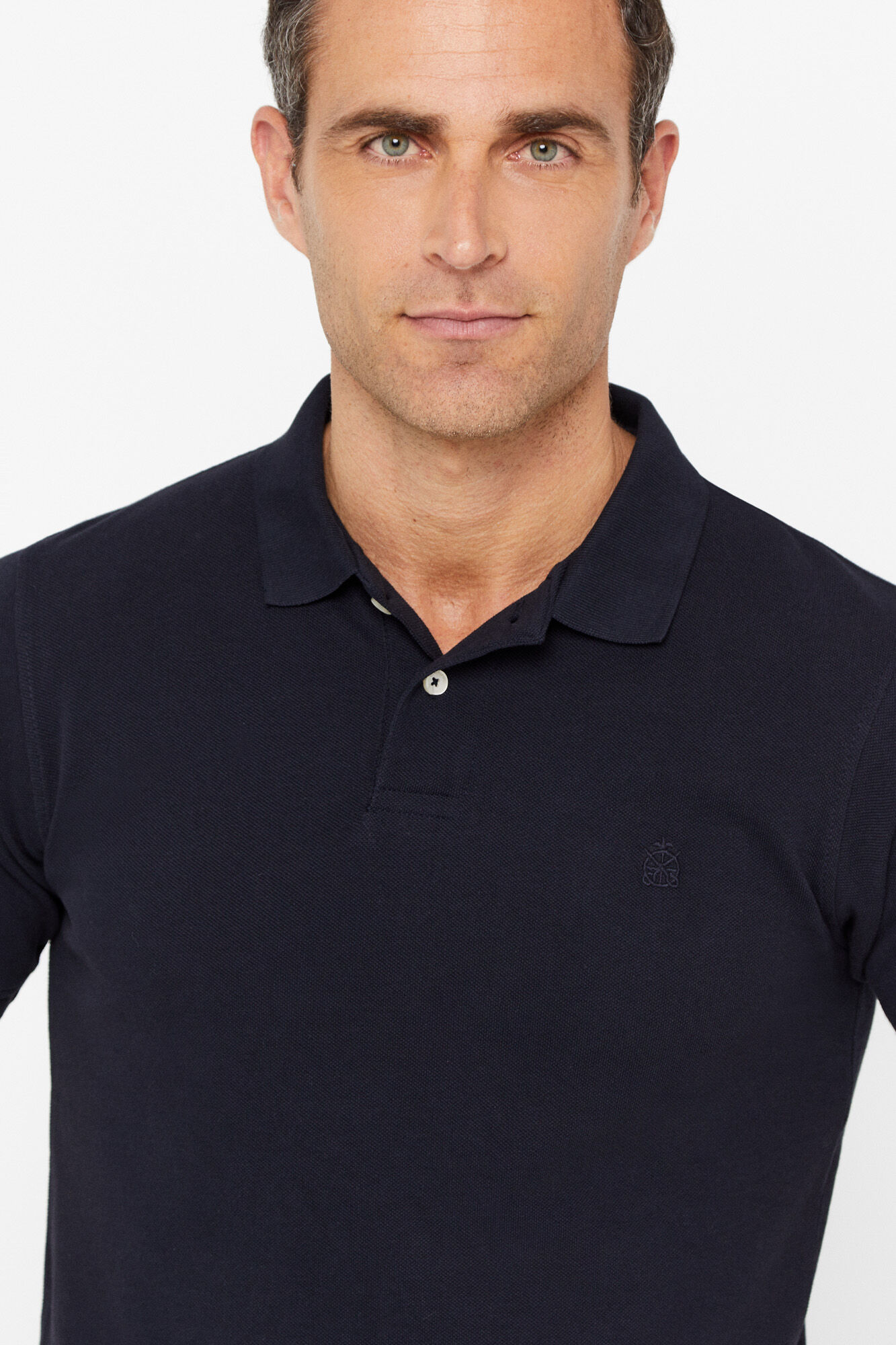 Camisa polo piqué com logo - Azul marinho