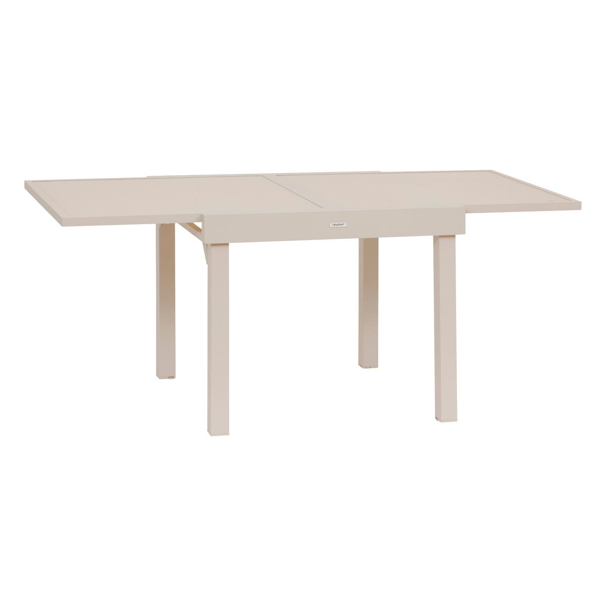 TABLE PIAZZA EXTENSIBLE VERRE CREME ARGILE 8 PLACES