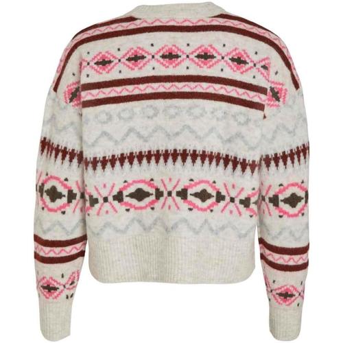 Vila - VICILIA O-NECK L/S JACQUARD KNIT Blanco