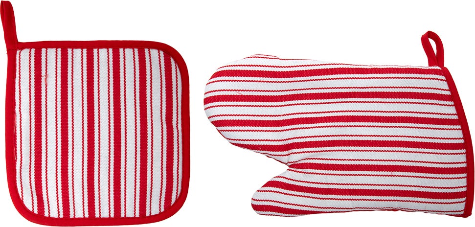 Ovenwant en pannenlap set rood / wit