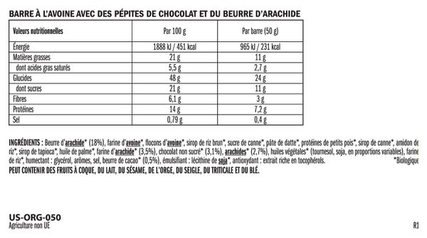 Barre énergétique Clif Nut Butter Bar Pépites de Chocolat/Beurre de Cacahuètes - 50g