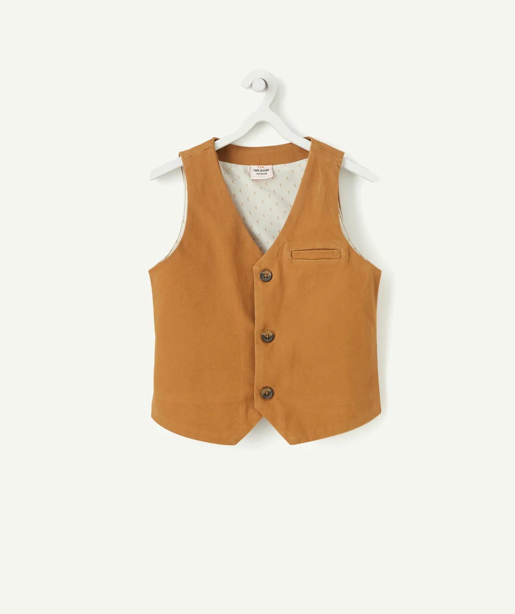 VESTE SANS MANCHE GARÇON CAMEL AVEC BOUTONS