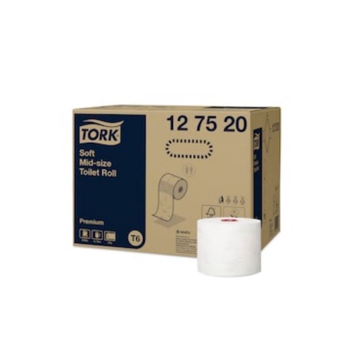 Tork 127520 T6 Premium toiletpapier Mid-size 2-laags wit 90 mtr x 10 cm 27rollen (127520)