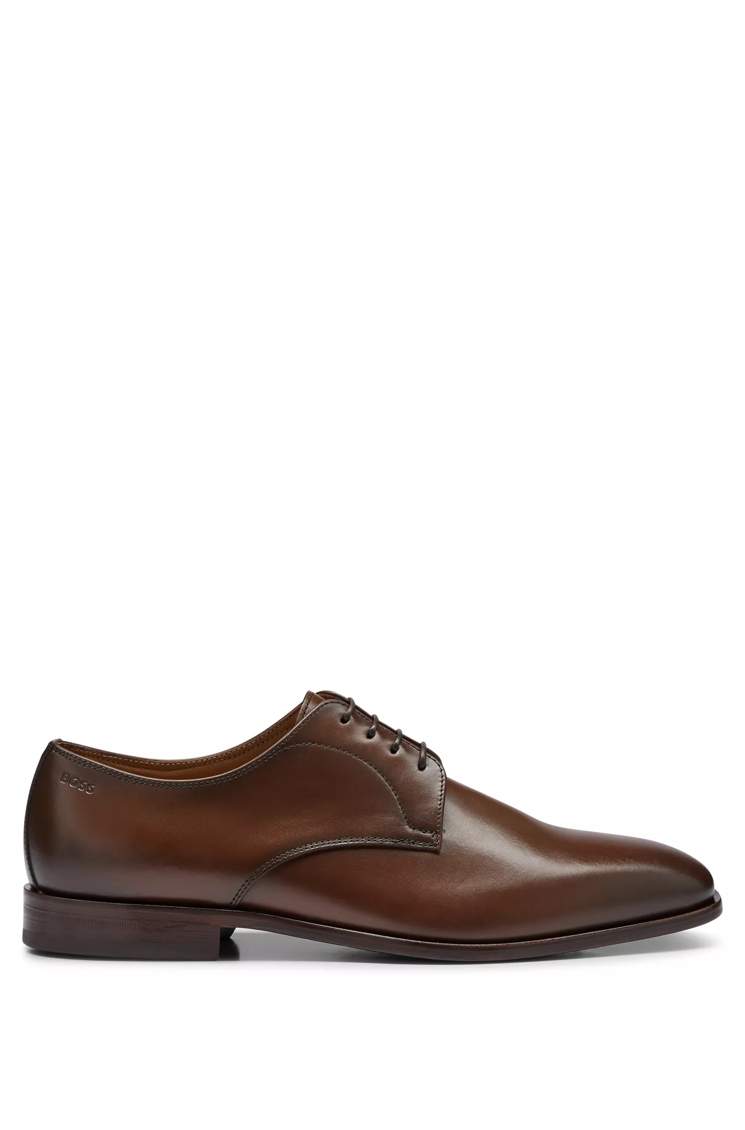 Sapatos Derby BOSS em couro preto com forro de couro.