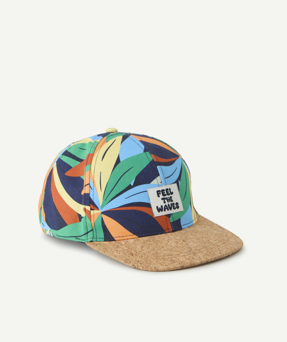 casquette garçon bi-matière multicolore avec visière effet liège