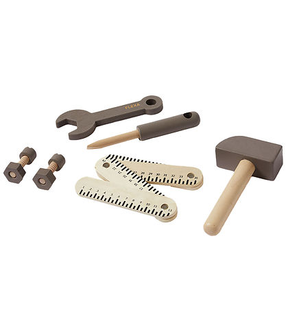 Flexa Play Werkzeugset - 8 st. - Brown/Naturholz