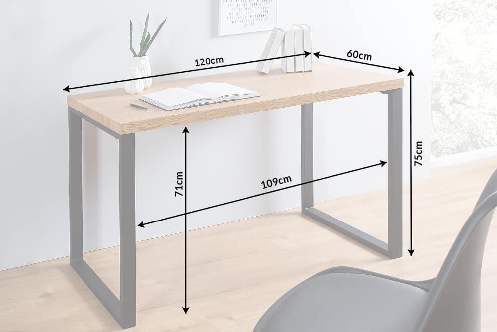 Design Schreibtisch OAK DESK 120cm Eiche Vintage Metallgestell schwarz