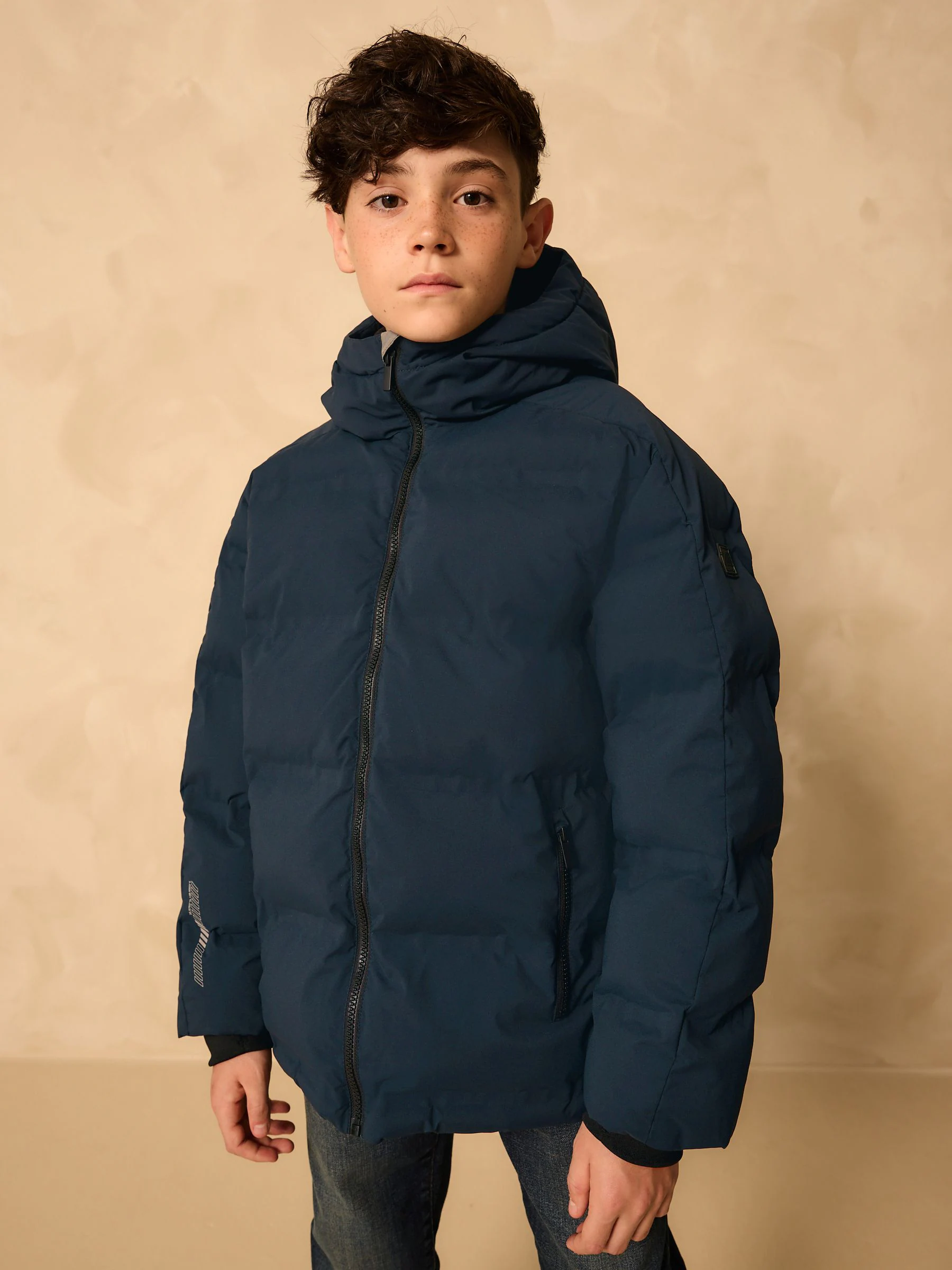 Marineblauw - Regenbestendige gewatteerde jas met microfleece voering (3-17jr)