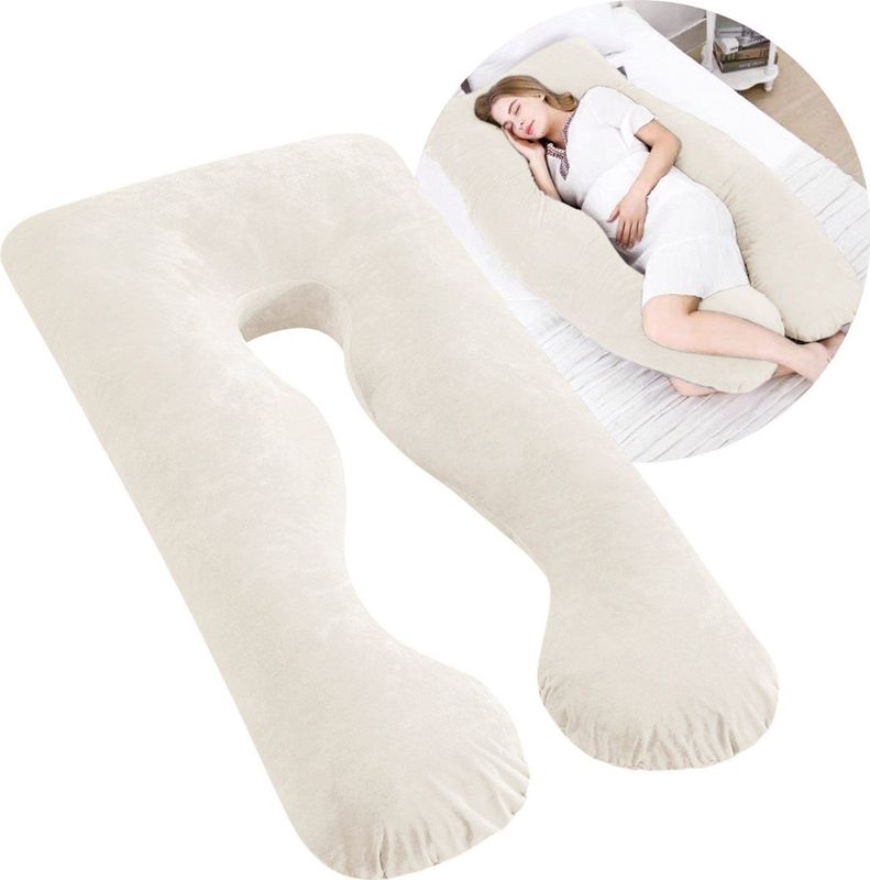 Home4u® - Zwangerschapskussen XXL - Zijslaapkussen - Lichaamskussen - Body Pillow - U vorm - Nude