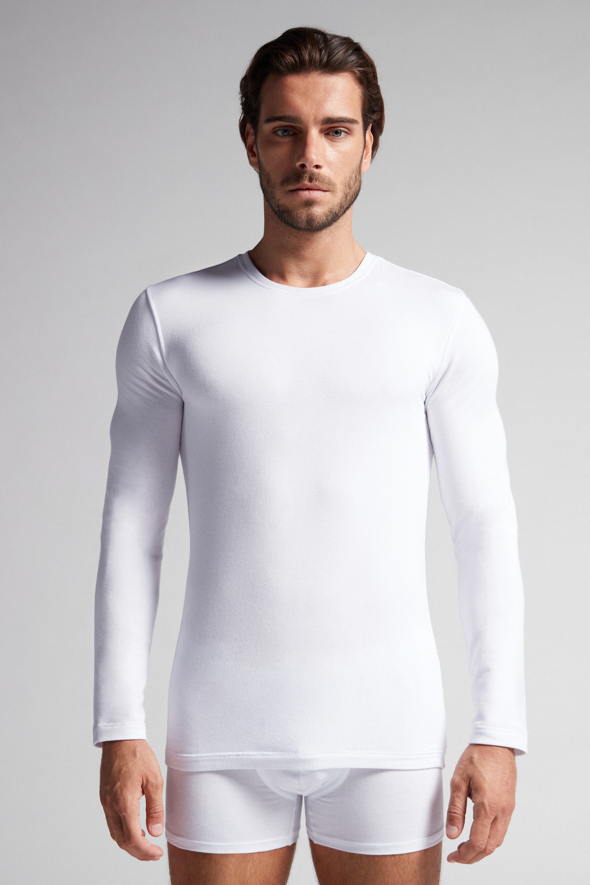 Camiseta de manga comprida em modal e cashmere