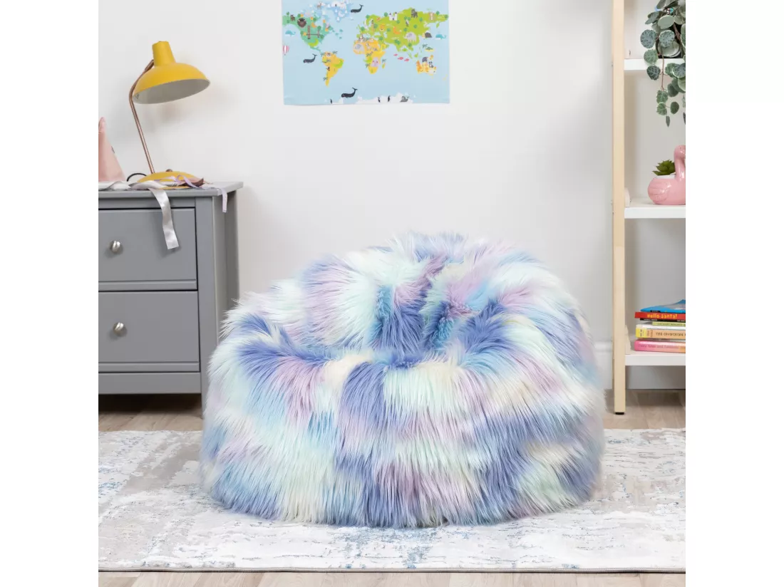 Pouf classique imitation fourrure pour enfants licorne