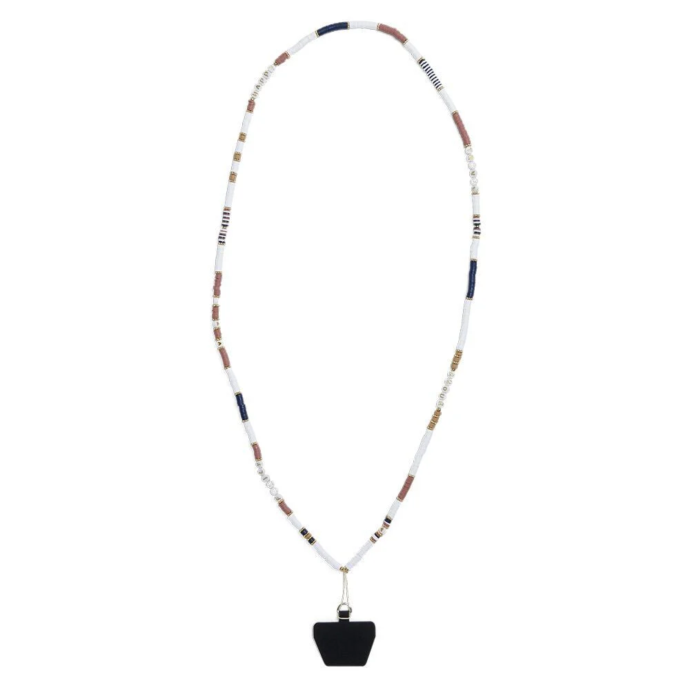 Bijou chaîne de téléphone perles en plastique multicolore L120cm