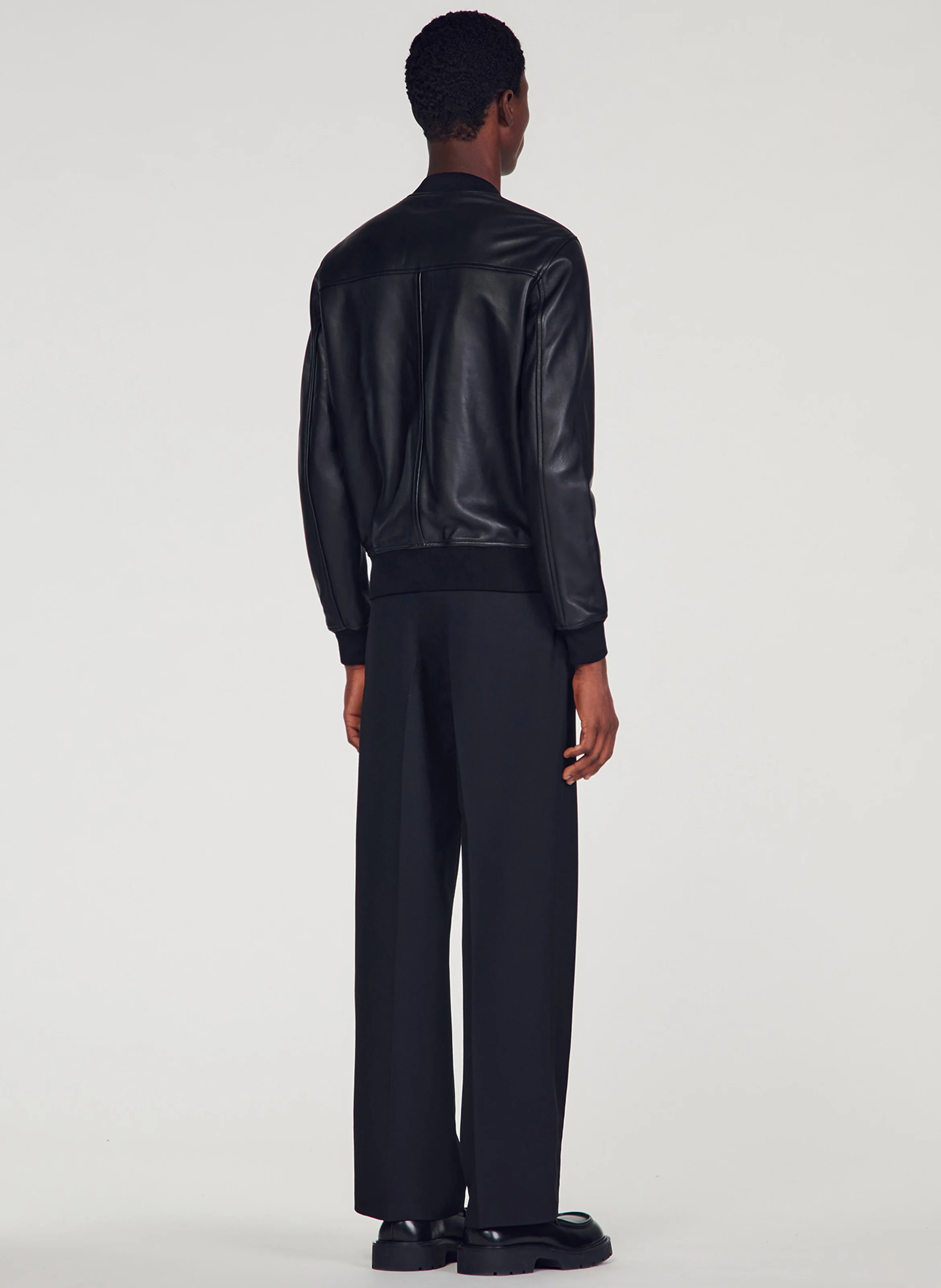 Blouson teddy en cuir | Noir