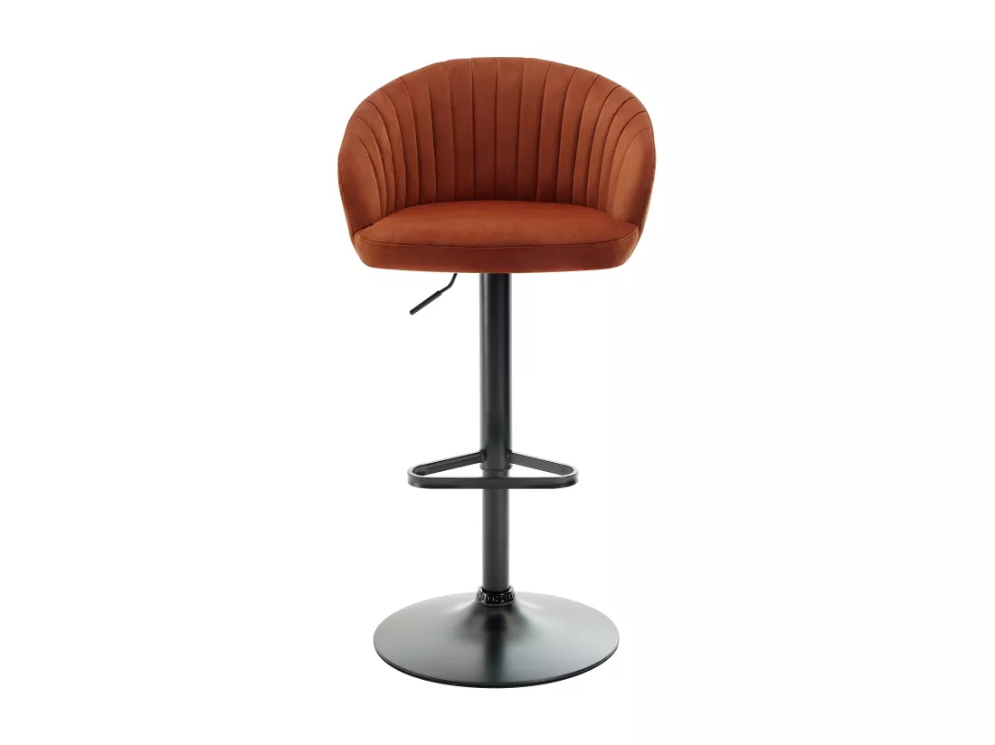Lot de 2 tabourets de bar en velours et métal noir - Hauteur réglable - Terracotta - DORALIZ