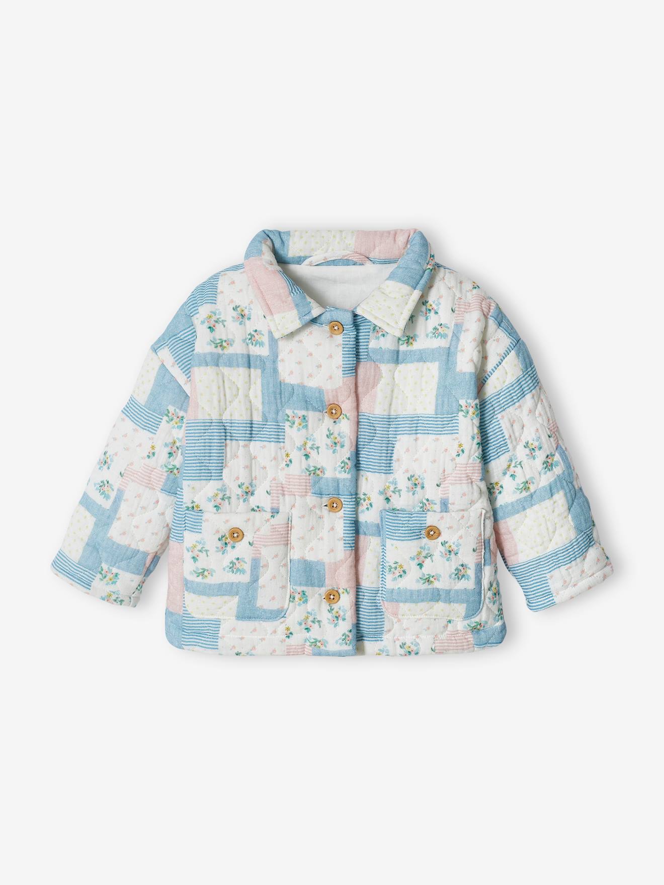 Casaquinho acolchoado de chiffon de algodão branco para bebê