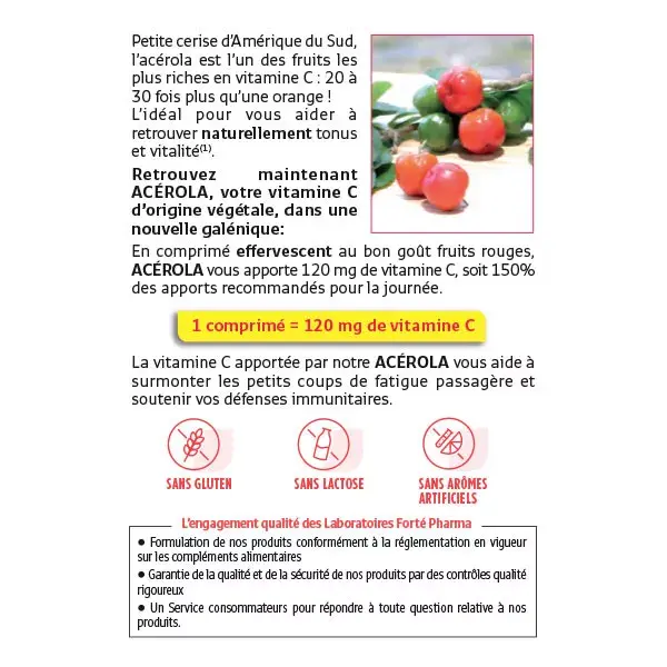 Forté Pharma Acerola Vitamina C Natural 20 comprimidos efervescentes