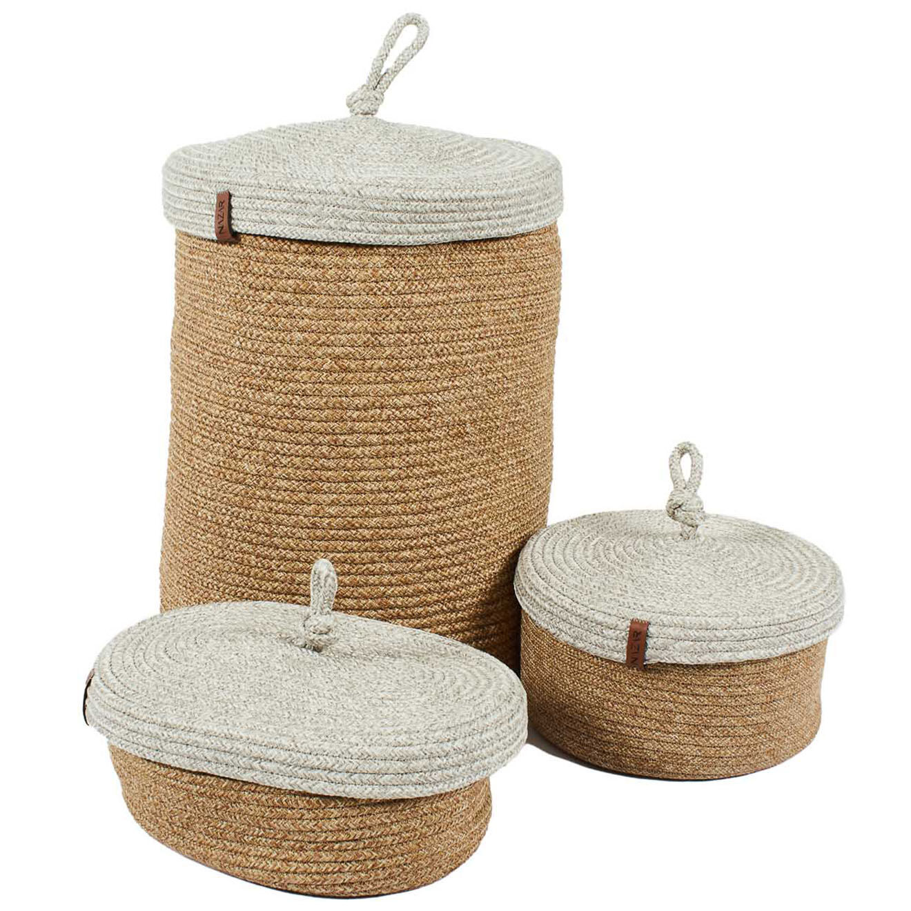 Nazar Rugs Panier CALI 4301 fait main gris - 25x15 cm
