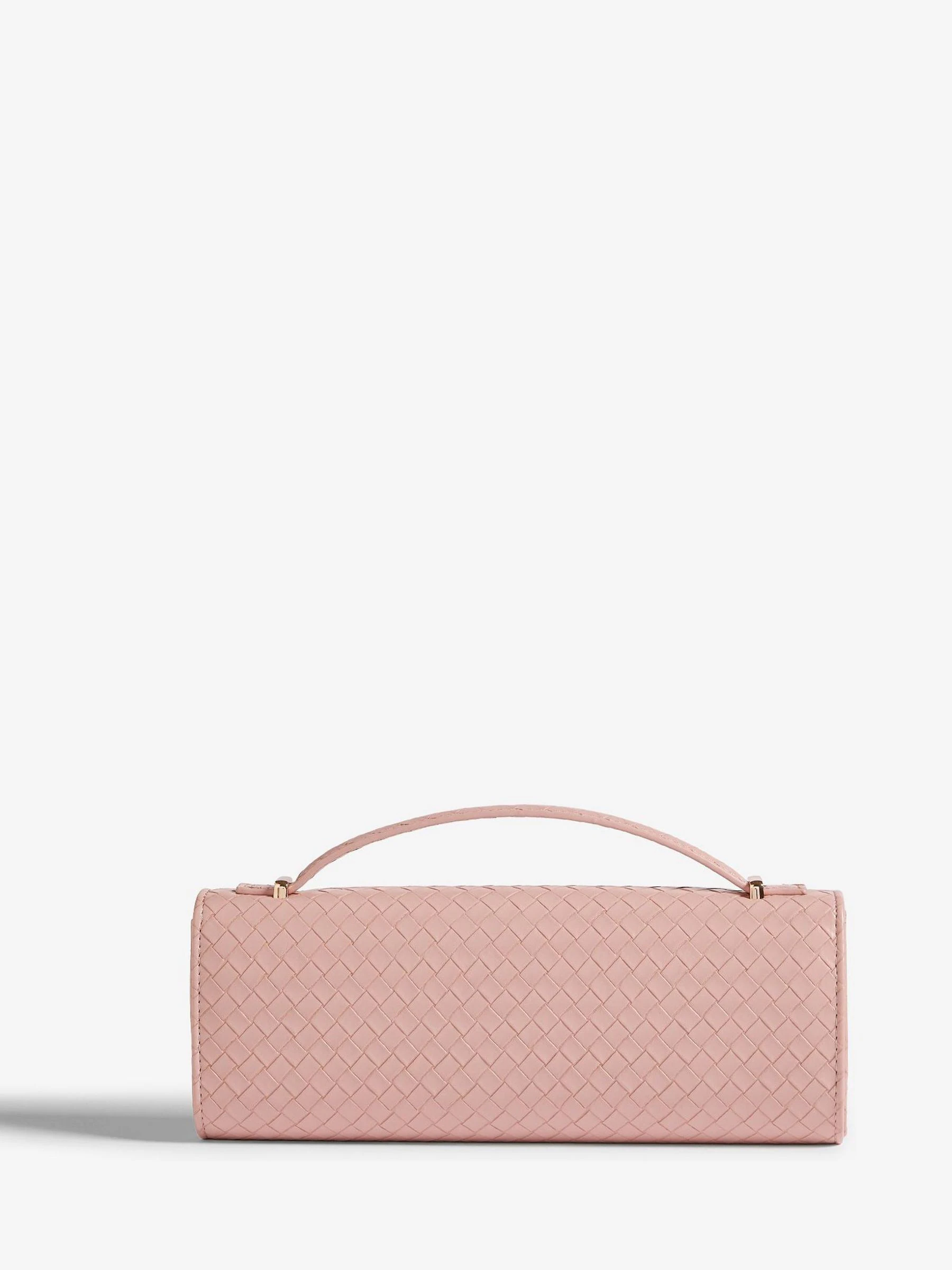 Nude-roze - Friends Like These Top Handle Weave Clutch Bag